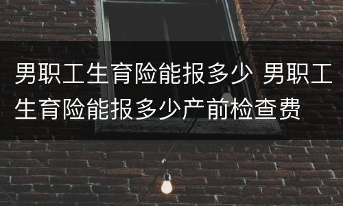 男职工生育险能报多少 男职工生育险能报多少产前检查费