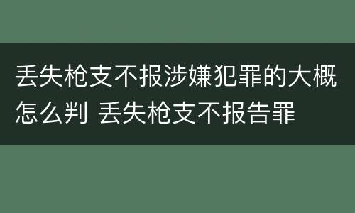 丢失枪支不报涉嫌犯罪的大概怎么判 丢失枪支不报告罪