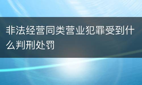 非法经营同类营业犯罪受到什么判刑处罚