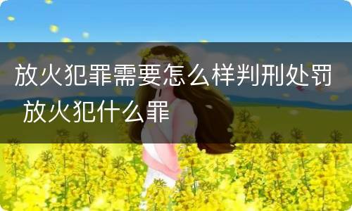 放火犯罪需要怎么样判刑处罚 放火犯什么罪