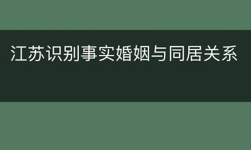 江苏识别事实婚姻与同居关系