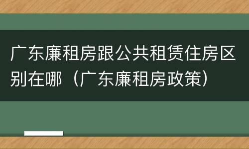 广东廉租房跟公共租赁住房区别在哪（广东廉租房政策）
