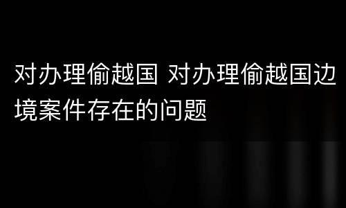 对办理偷越国 对办理偷越国边境案件存在的问题