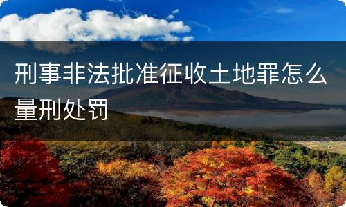 刑事非法批准征收土地罪怎么量刑处罚