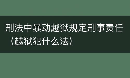 刑法中暴动越狱规定刑事责任（越狱犯什么法）