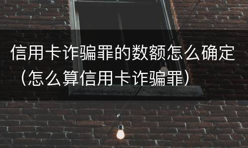 信用卡诈骗罪的数额怎么确定（怎么算信用卡诈骗罪）
