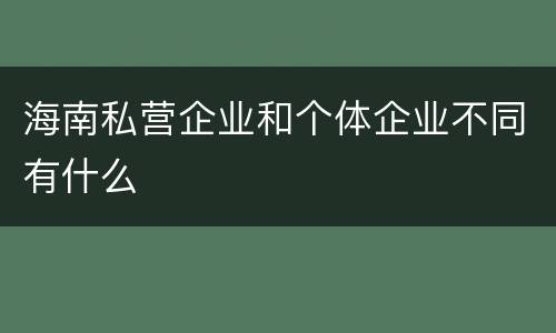海南私营企业和个体企业不同有什么