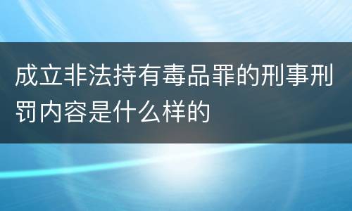 成立非法持有毒品罪的刑事刑罚内容是什么样的