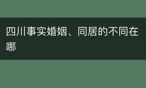 四川事实婚姻、同居的不同在哪
