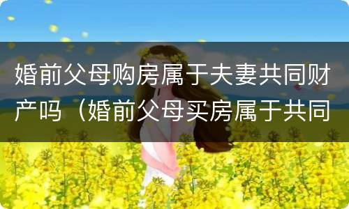 婚前父母购房属于夫妻共同财产吗（婚前父母买房属于共同财产吗）
