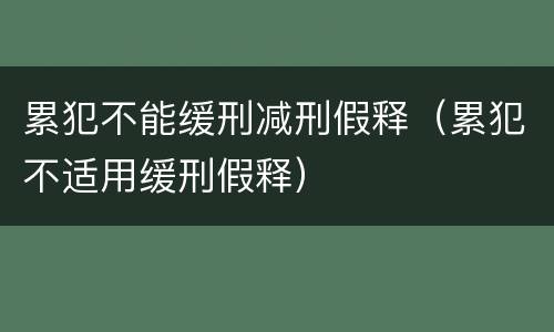 累犯不能缓刑减刑假释（累犯不适用缓刑假释）