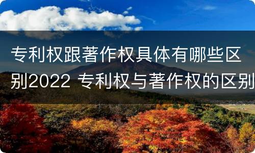 专利权跟著作权具体有哪些区别2022 专利权与著作权的区别