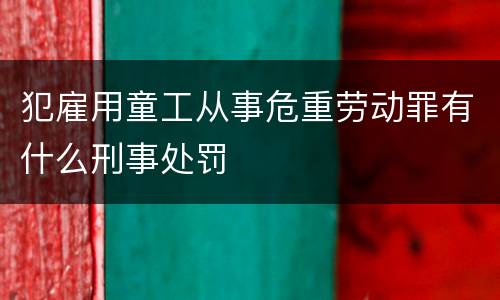 犯雇用童工从事危重劳动罪有什么刑事处罚