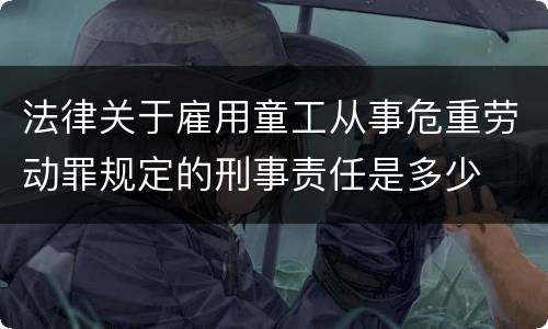 法律关于雇用童工从事危重劳动罪规定的刑事责任是多少