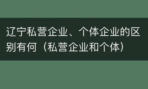 辽宁私营企业、个体企业的区别有何（私营企业和个体）