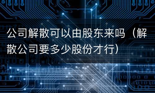 公司解散可以由股东来吗（解散公司要多少股份才行）