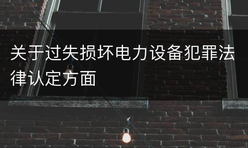 关于过失损坏电力设备犯罪法律认定方面