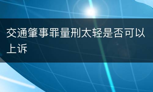 交通肇事罪量刑太轻是否可以上诉