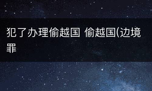 犯了办理偷越国 偷越国(边境罪