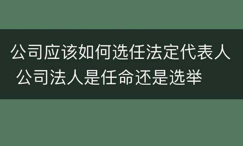 公司应该如何选任法定代表人 公司法人是任命还是选举