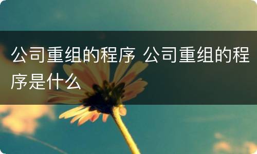 公司重组的程序 公司重组的程序是什么