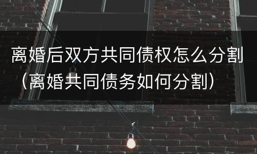 离婚后双方共同债权怎么分割（离婚共同债务如何分割）