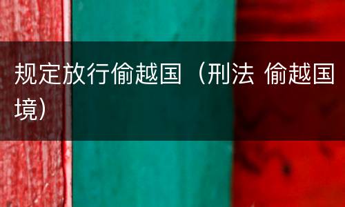 规定放行偷越国（刑法 偷越国境）
