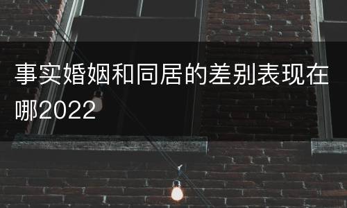 事实婚姻和同居的差别表现在哪2022