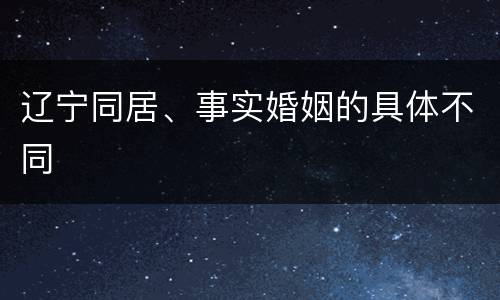 辽宁同居、事实婚姻的具体不同