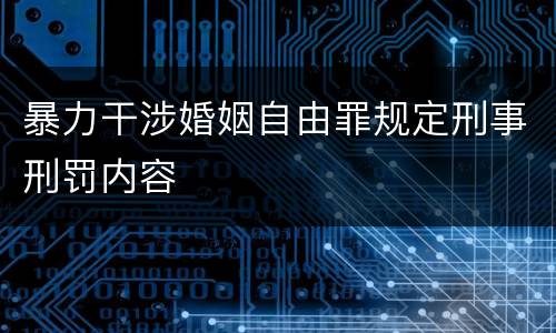 暴力干涉婚姻自由罪规定刑事刑罚内容