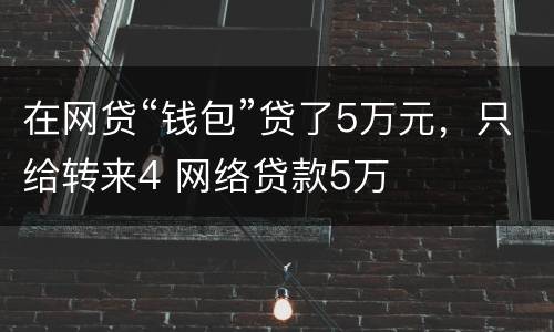 在网贷“钱包”贷了5万元，只给转来4 网络贷款5万