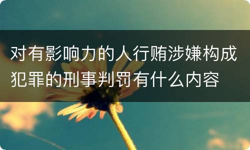 对有影响力的人行贿涉嫌构成犯罪的刑事判罚有什么内容
