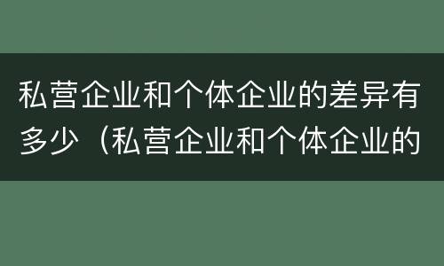 私营企业和个体企业的差异有多少（私营企业和个体企业的差异有多少种）