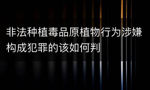 非法种植毒品原植物行为涉嫌构成犯罪的该如何判