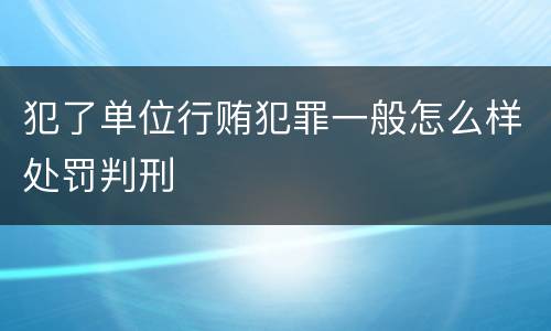 犯了单位行贿犯罪一般怎么样处罚判刑