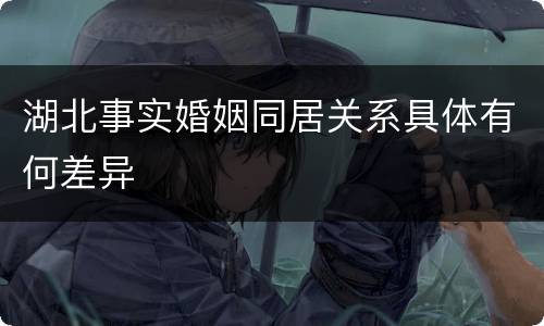 湖北事实婚姻同居关系具体有何差异