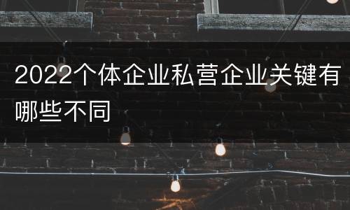 2022个体企业私营企业关键有哪些不同