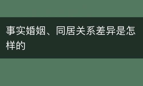 事实婚姻、同居关系差异是怎样的