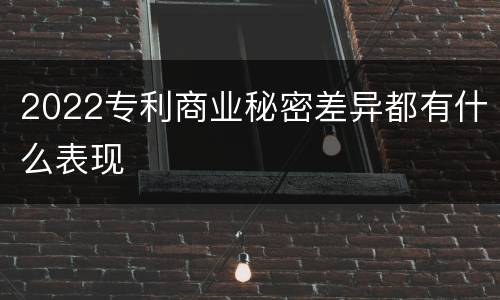 2022专利商业秘密差异都有什么表现