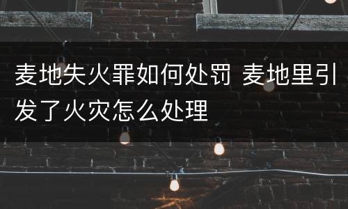 麦地失火罪如何处罚 麦地里引发了火灾怎么处理