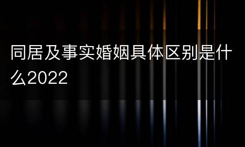 同居及事实婚姻具体区别是什么2022