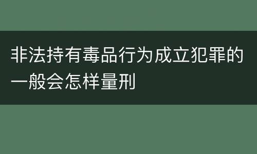 非法持有毒品行为成立犯罪的一般会怎样量刑