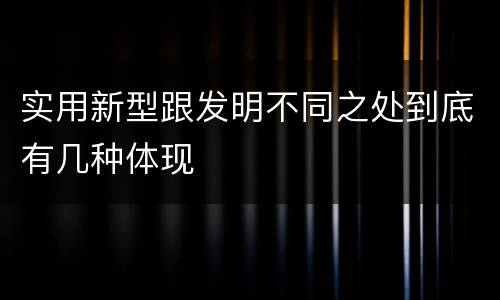 实用新型跟发明不同之处到底有几种体现