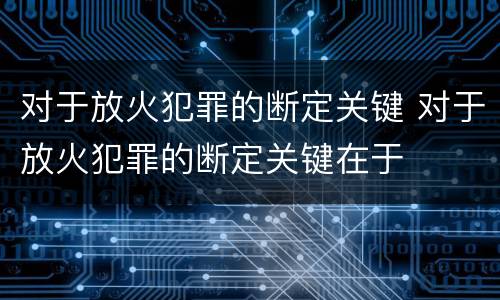 对于放火犯罪的断定关键 对于放火犯罪的断定关键在于