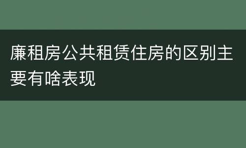 廉租房公共租赁住房的区别主要有啥表现