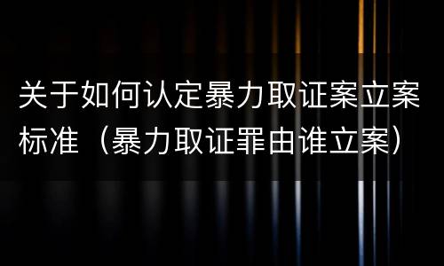 关于如何认定暴力取证案立案标准（暴力取证罪由谁立案）