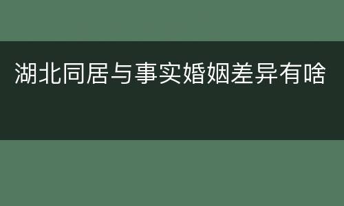 湖北同居与事实婚姻差异有啥