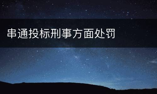 串通投标刑事方面处罚