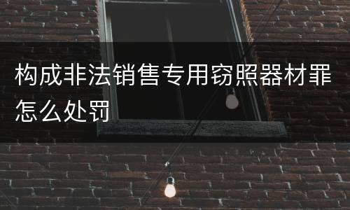 构成非法销售专用窃照器材罪怎么处罚