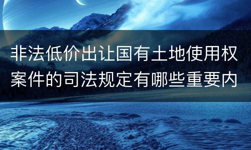 非法低价出让国有土地使用权案件的司法规定有哪些重要内容
